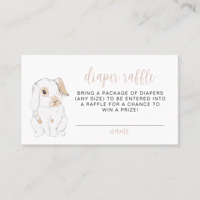 Cute Little Bunny Baby Shower Diaper Raffle Card (Front)