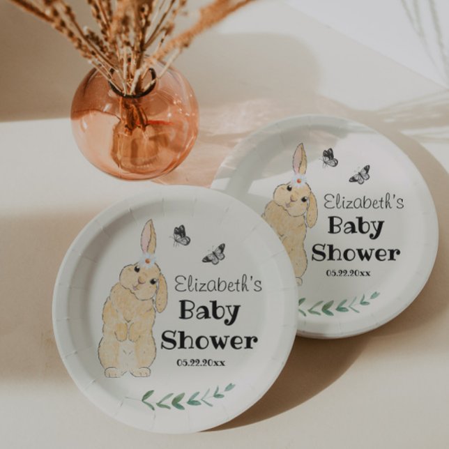 Cute Little Bunny Baby Shower  Paper Plate (Creator Uploaded)