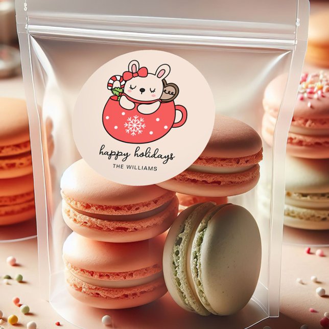 Cute Little Bunny Christmas Holiday Custom Sticker (Créateur téléchargé)