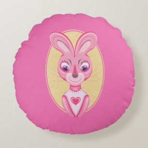 Cute little bunny girl cartoon  round pillow