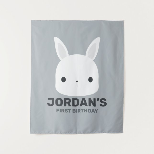 Cute Little Bunny Rabbit Birthday Tapestry (Front)