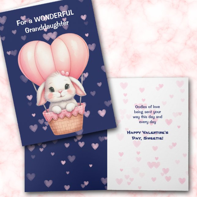 Cute Little Bunny Rabbit Heart Balloon Valentine Holiday Card (Creator Uploaded)