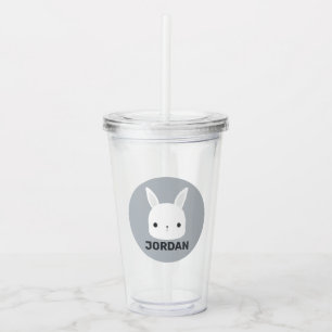 Cute Little Bunny Rabbit with Personalized Name Acrylic Tumbler