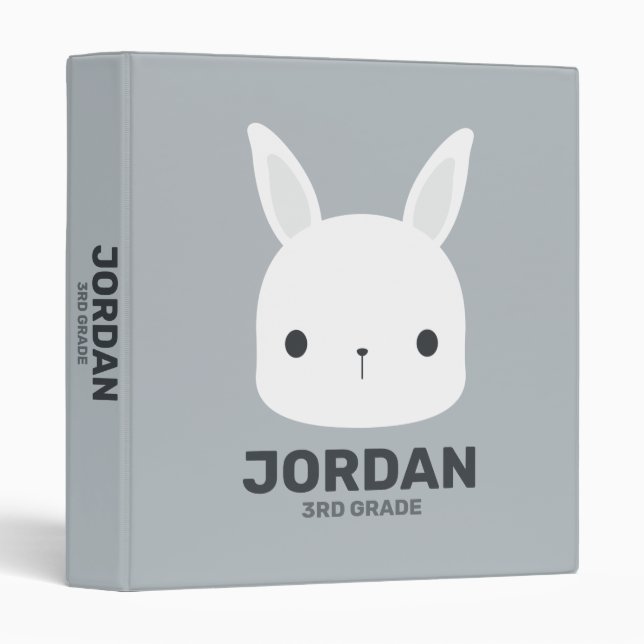 Cute Little Bunny Rabbit with Personalized Name Binder (Front/Spine)