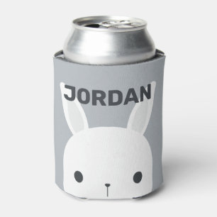 Cute Little Bunny Rabbit with Personalized Name Can Cooler