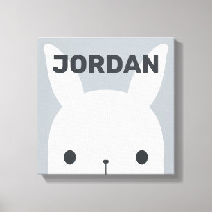 Cute Little Bunny Rabbit with Personalized Name Canvas Print