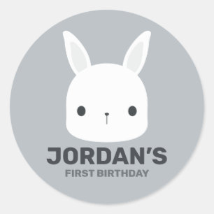 Cute Little Bunny Rabbit with Personalized Name Classic Round Sticker