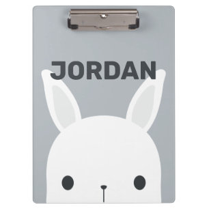 Cute Little Bunny Rabbit with Personalized Name Clipboard
