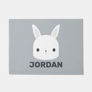 Cute Little Bunny Rabbit with Personalized Name Doormat
