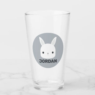 Cute Little Bunny Rabbit with Personalized Name Glass