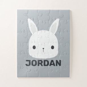 Cute Little Bunny Rabbit with Personalized Name Jigsaw Puzzle