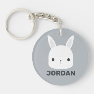 Cute Little Bunny Rabbit  with Personalized Name Keychain