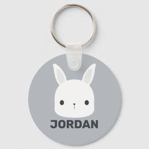 Cute Little Bunny Rabbit with Personalized Name Keychain