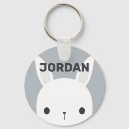 Cute Little Bunny Rabbit with Personalized Name Keychain