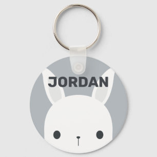 Cute Little Bunny Rabbit with Personalized Name Keychain