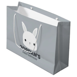 Cute Little Bunny Rabbit with Personalized Name Large Gift Bag