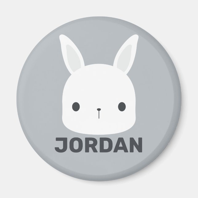 Cute Little Bunny Rabbit with Personalized Name Magnet (Front)
