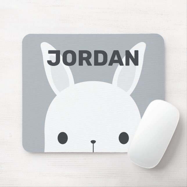 Cute Little Bunny Rabbit with Personalized Name Mouse Pad (With Mouse)