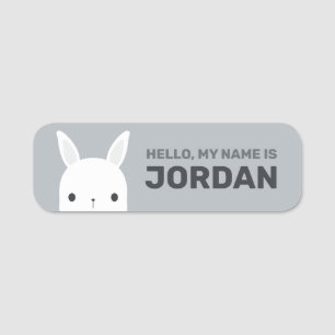 Cute Little Bunny Rabbit with Personalized Name Name Tag