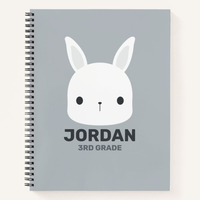 Cute Little Bunny Rabbit with Personalized Name Notebook (Front)