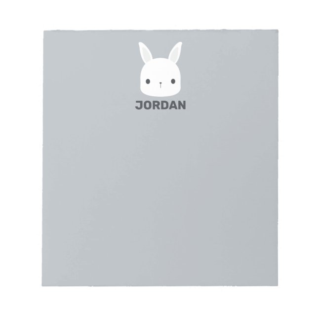 Cute Little Bunny Rabbit with Personalized Name Notepad (Front)