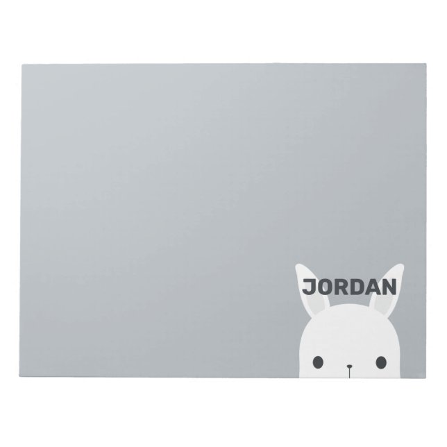 Cute Little Bunny Rabbit with Personalized Name Notepad (Front)