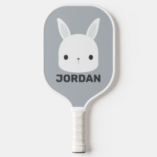 Cute Little Bunny Rabbit with Personalized Name Pickleball Paddle