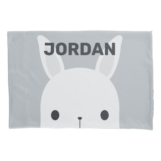 Cute Little Bunny Rabbit with Personalized Name Pillowcase (Front)
