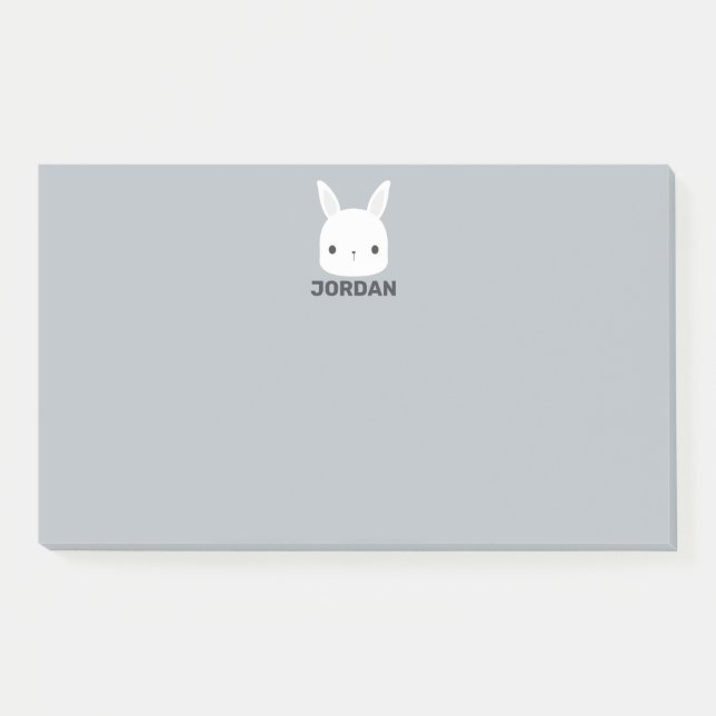 Cute Little Bunny Rabbit with Personalized Name Post-it Notes (Front)