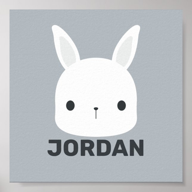 Cute Little Bunny Rabbit with Personalized Name Poster (Front)