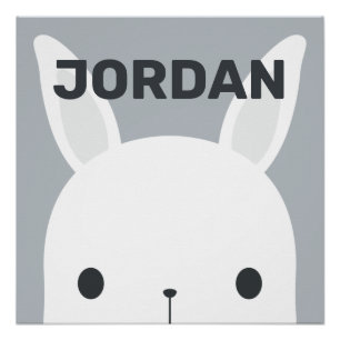 Cute Little Bunny Rabbit with Personalized Name Poster