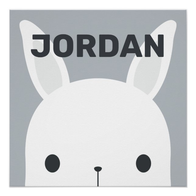 Cute Little Bunny Rabbit with Personalized Name Poster (Front)