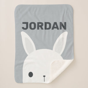 Cute Little Bunny Rabbit with Personalized Name Sherpa Blanket