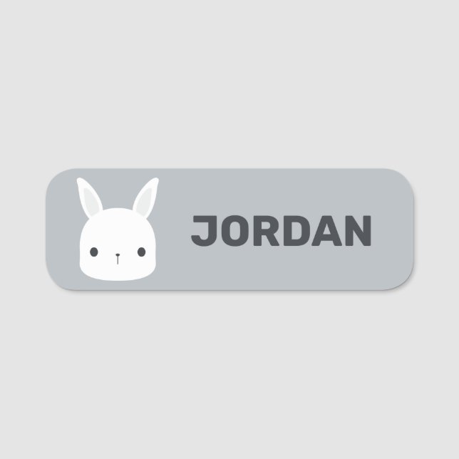 Cute Little Bunny Rabbit with Personalized Name Tag (Front)