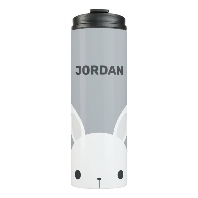 Cute Little Bunny Rabbit with Personalized Name Thermal Tumbler (Front)