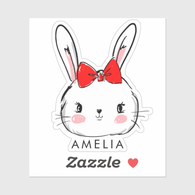 Cute Little Bunny with Red Bow (Sheet)