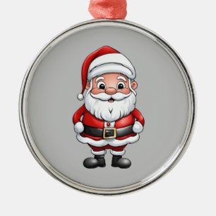 Cute Little Cartoon Santa Metal Ornament