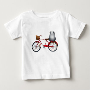 Cute little cartoon seal on a bicycle baby T-Shirt