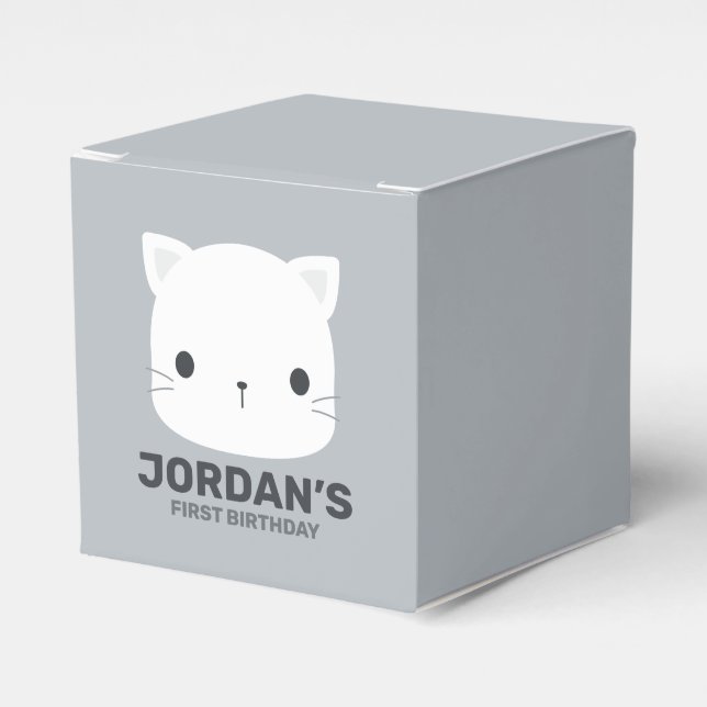 Cute Little Cat Birthday Favor Box (Front Side)