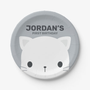 Cute Little Cat Birthday Paper Plate