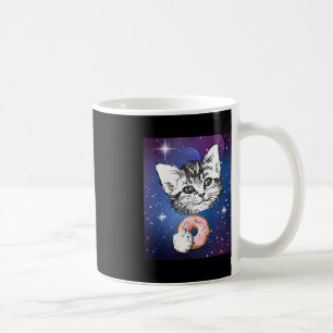 Cute Little Cat Eating A Doughnut In Space Animal  Coffee Mug