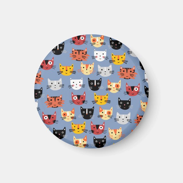 Cute Little Cat Faces Magnet (Front)