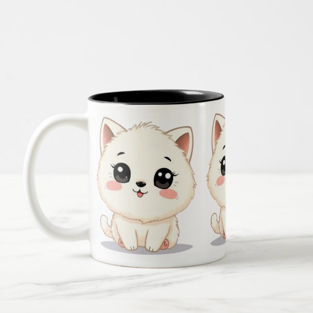 Cute Little Cat Two-Tone Coffee Mug (Left)