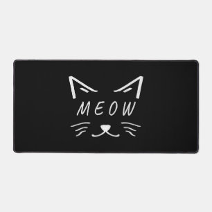 cute little cat with meow face desk mat