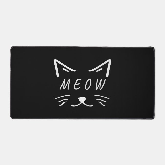 cute little cat with meow face desk mat (Front)