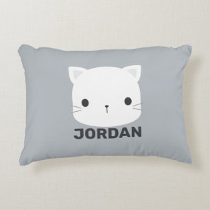 Cute Little Cat with Personalized Name Accent Pillow
