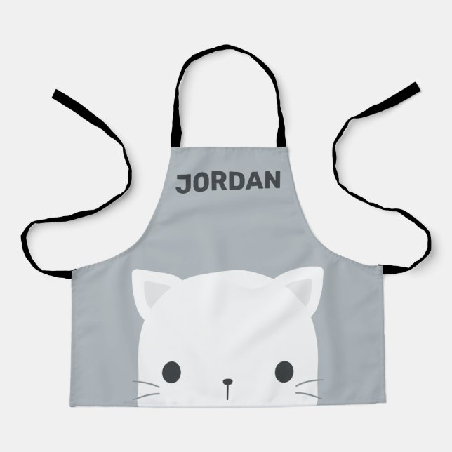 Cute Little Cat with Personalized Name Apron (Front)