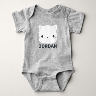 Cute Little Cat with Personalized Name Baby Bodysuit
