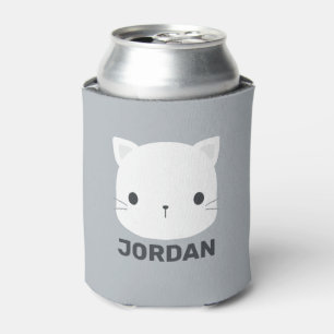 Cute Little Cat with Personalized Name Can Cooler