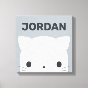 Cute Little Cat with Personalized Name Canvas Prin